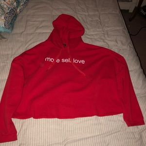 plus size “more self love” cropped hoodie